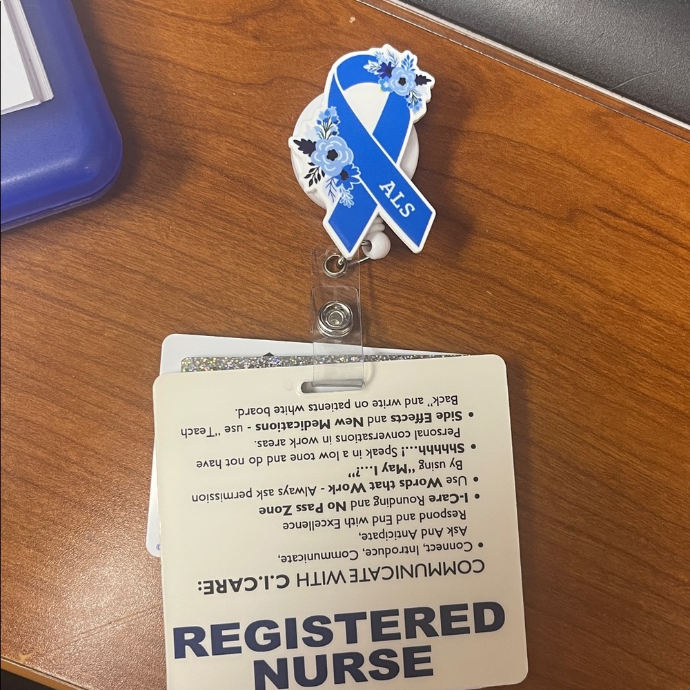 Blue ALS Awareness Ribbon Keychain - Picture 2 of 3